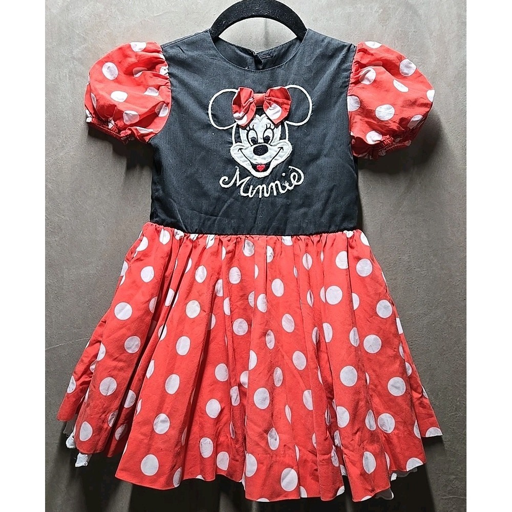 Vintage Disney Minnie Mouse Dress Costume Play‎ Red Polka Dot Small Halloween